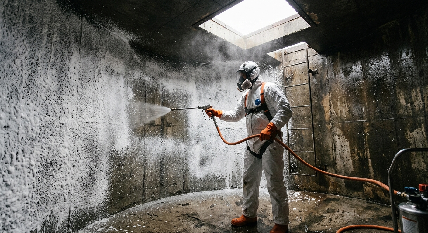 Sanitasi tangki air dengan rawatan klorin terkawal selepas cuci tangki air